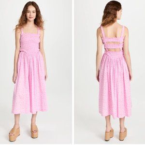 Tach Amelie Midi Cut Out Back Pink Floral Dress